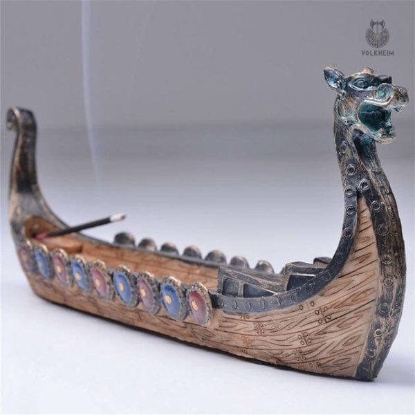 encensoir-drakkar-viking-1 Porte-encens Viking Drakkar en bois sculpté