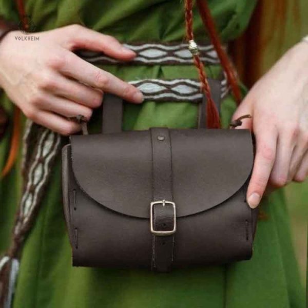 Pochette en cuir artisanal, inspiration médiévale, usage pratique