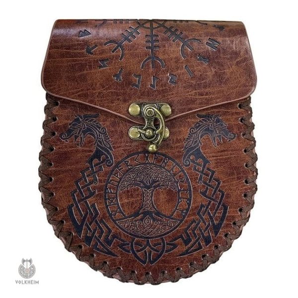 Sac en cuir viking, accessoire de costume médiéval