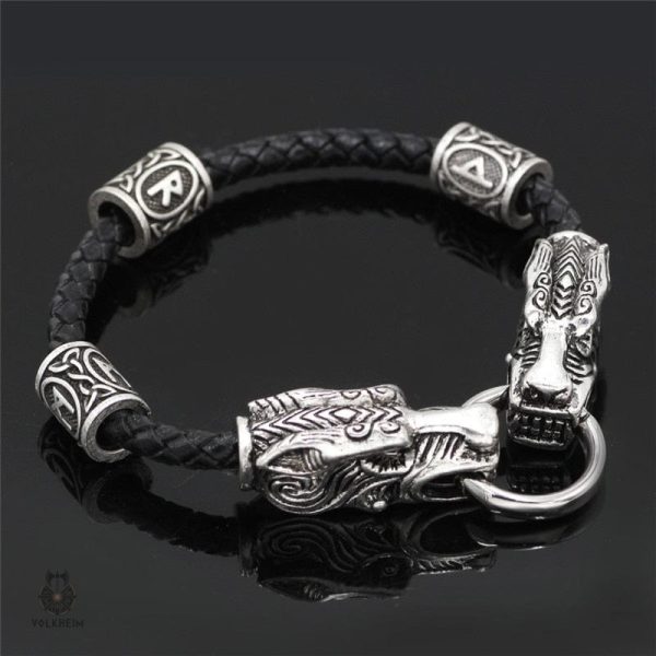 fermoir-tetes-loups-1 Bracelet Viking Runique avec fermoir en têtes de loups