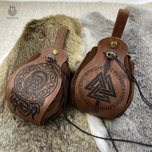 Bourse Viking en cuir authentique pour costume médiéval