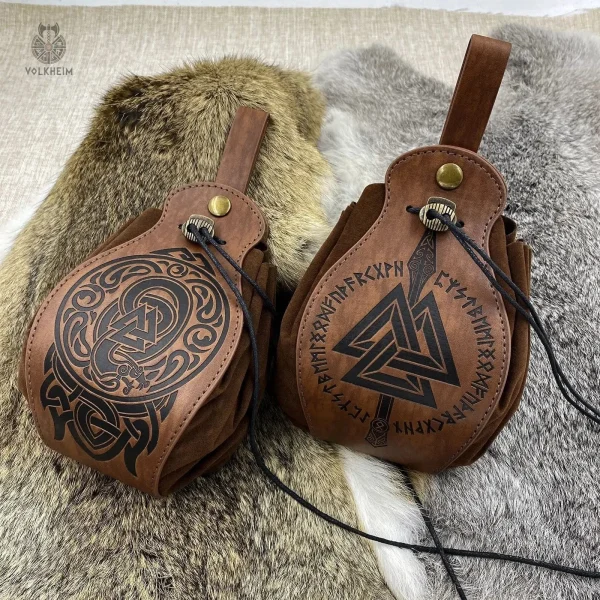 grande-bourse-viking-1 Bourse Viking en cuir authentique pour costume médiéval