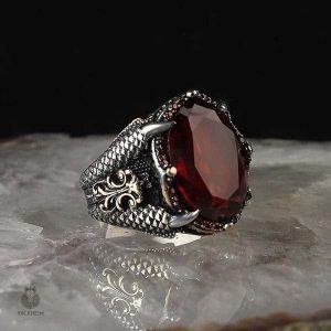 Bague Dragon avec griffes, ornée d'une pierre précieuse