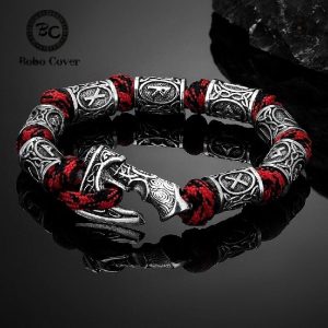 Bracelet Viking en corde avec motif de hache runique