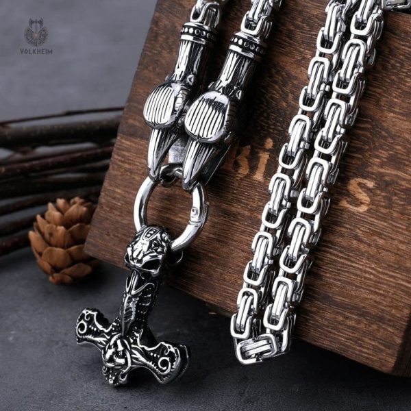 mjolnir-tetes-corbeaux-1 Collier Viking Mjöllnir avec têtes de corbeaux
