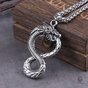 Pendentif Dragon Viking en design Ouroboros Infini