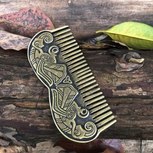 Peigne à barbe Viking avec motif corbeaux d'Odin