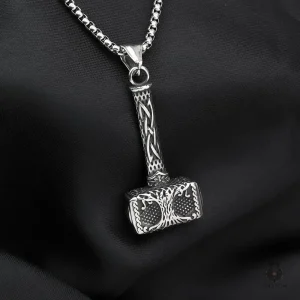 Pendentif Marteau de Thor en argent, collier inspiré de Yggdrasil