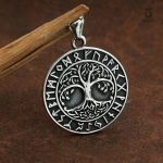 Pendentif Yggdrasil avec Runes Viking en métal