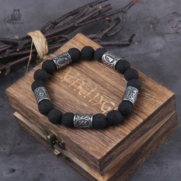 Bracelet runique en pierre de lave pour un style authentique