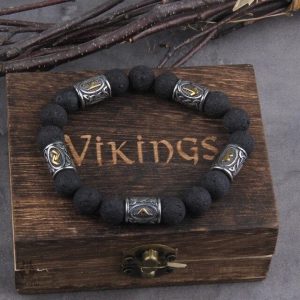 Bracelet Viking en pierre volcanique, symbole de force