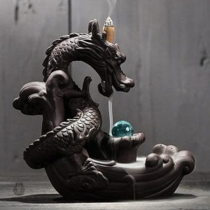 Porte encens Dragon en céramique décorative pour ambiance zen