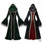 Robe médiévale noire élégante pour occasions spéciales