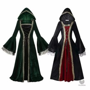 Robe médiévale noire élégante pour occasions spéciales