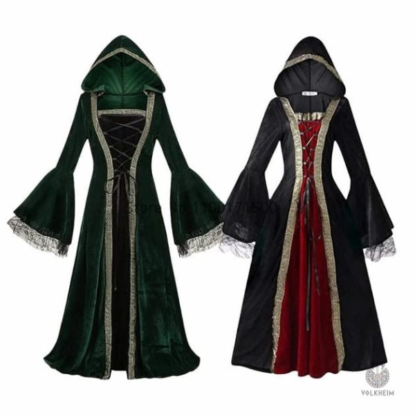 Robe médiévale noire élégante pour occasions spéciales