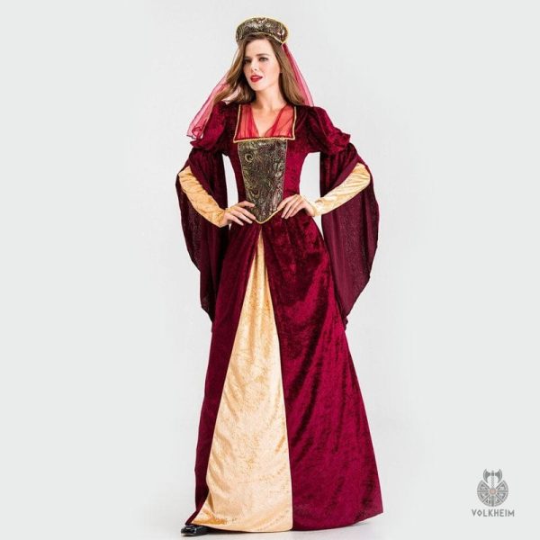 robe-reine-medievale-1 Robe Médiévale pour Reine élégante en velours