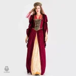 Robe de Reine Médiévale en tissu riche et festif