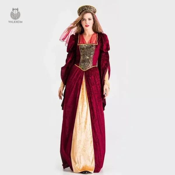 Costume Viking femme avec motifs traditionnels