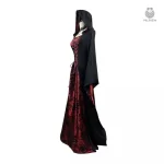 Costume femme vampire avec cape et détails gothiques
