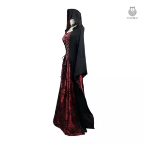 Costume femme vampire avec cape et détails gothiques