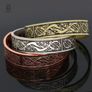 Bracelet Viking Antique en métal vieilli avec motifs nordiques