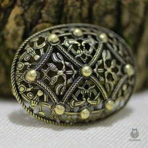 Broche Viking au motif maillé, bijou traditionnel